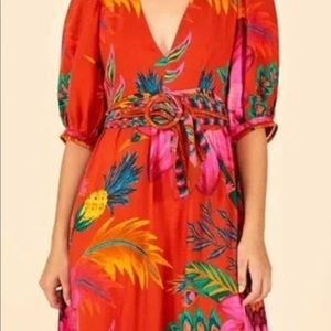 Farm Rio Maxi Flowers V-Neck Maxi Dress XS